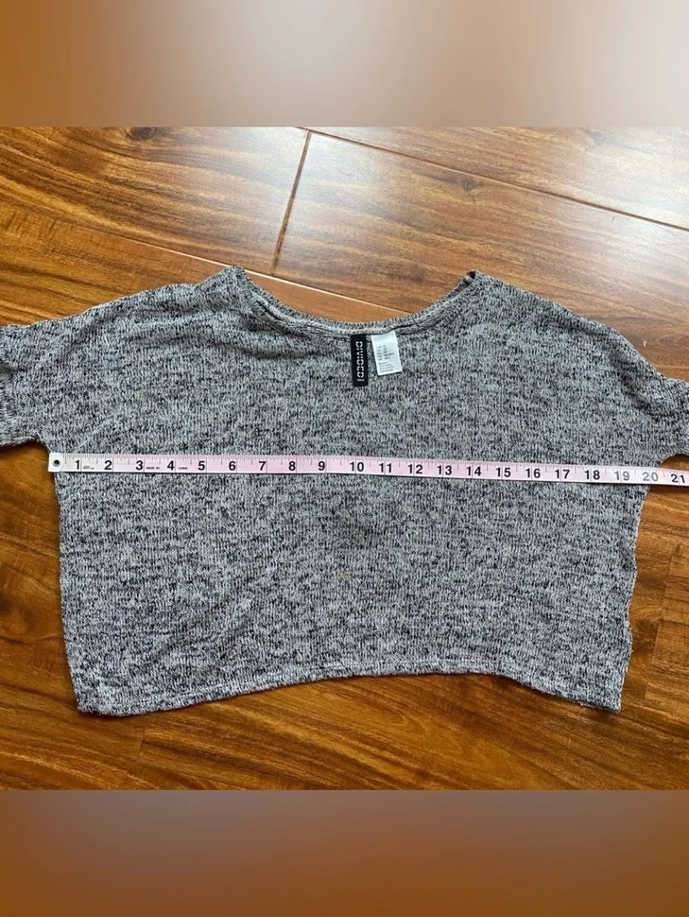 H&M Divided Women's Marbled Gray Crop Stretch Knit Top Size XS Casual Balletcore